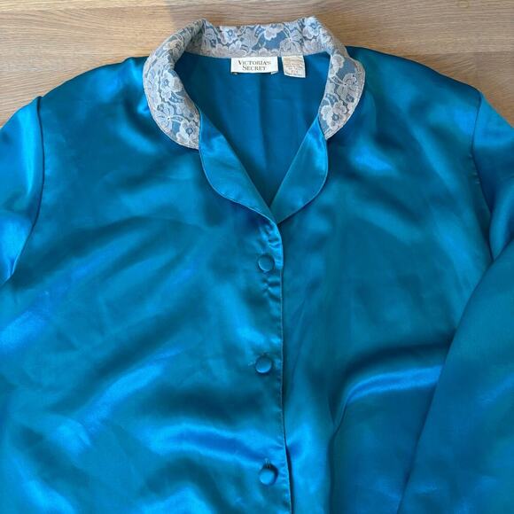 VTG Victoria Secret Gold Label Button Down Nightgown Sleep Shirt Oversized Small - Picture 4 of 6